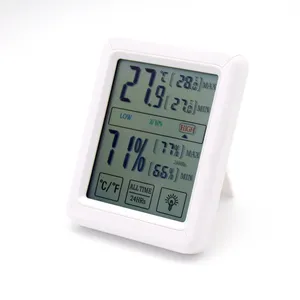 Termometer Higrometer Digital LCD Mini, Alat Rumah Tangga dengan Layar Sentuh Jumbo dan Lampu Latar