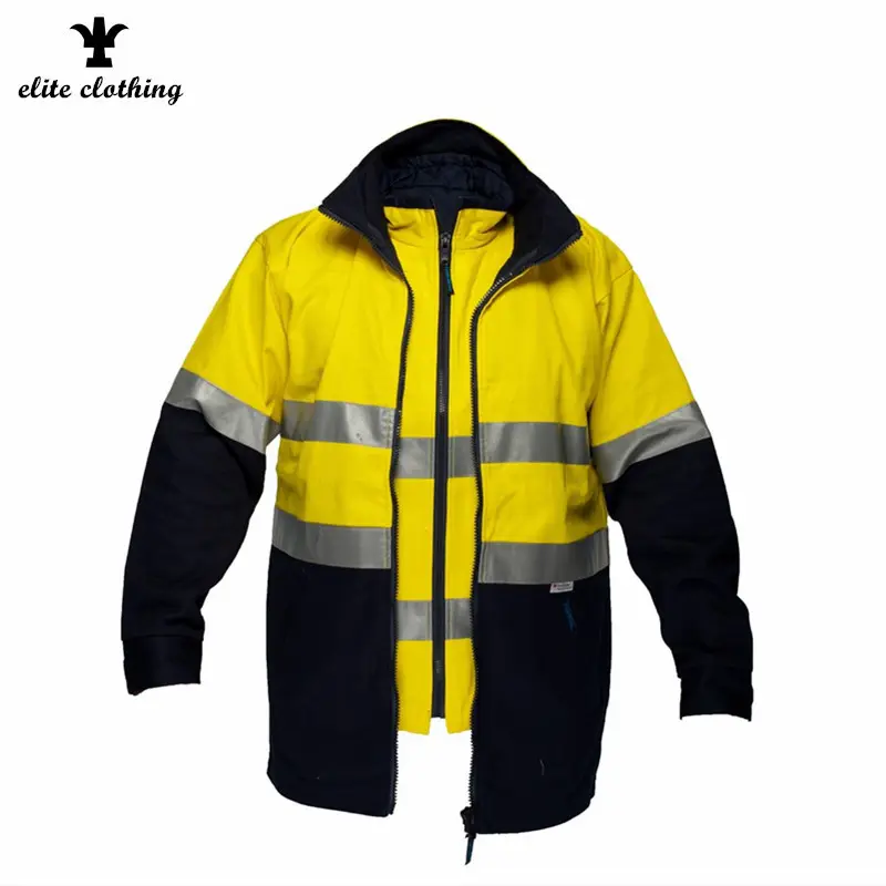 Chaqueta de trabajo de seguridad FR verde azul de alta visibilidad Industrial a granel