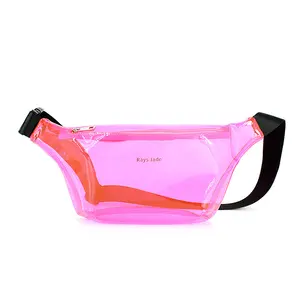 Bolsa de cintura rosa transparente, bolsa de geléia rosa da moda, em pvc