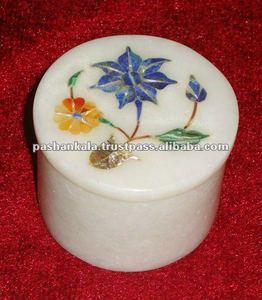 Caja de Madera con Incrustaciones de Mármol Blanco para Regalos de Boda y Decoración - Product Image 1