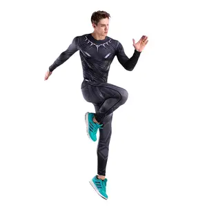 Set Cody Lundin da Uomo: T-Shirt Supereroe Black Panther e Leggings Aderenti da Fitness, Completo Lungo per Allenamento - Product Image 1