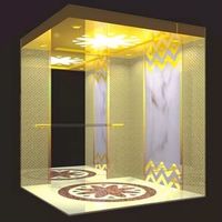 Porte et Jambière d'Ascenseur de Passager en Acier Inoxydable, Miroir de Couleur Champagne et Or 304