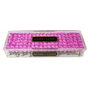 Clear Box Display Good Quality Transparent Clear Square / Round / Rectangle Acrylic Flower Rose Box Display With Drawers