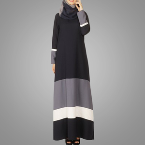 Stile moderno abbigliamento islamico combinazione colori turco e dubai abaya elegante abito lungo donna musulmana - Product Image 2
