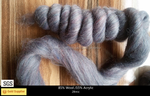 28mic Natural color Mezclado de Lana Mezclada Superior Roving lana Fibra 85% Uruguay/15% Acrlic Spinning Fieltro Que Teje - Product Image 2