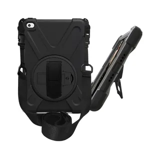 Hot Selling Hand Strap Handle Shoulder Belt Carry 360 Rotating Heavy Duty Armor Tablet Case for iPad Mini 4/5 5