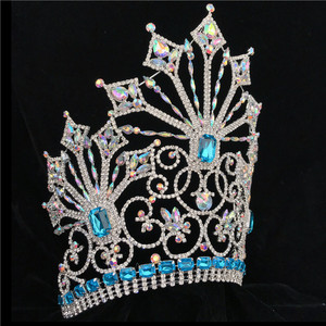 Couronne de beauté personnalisée de 10 pouces, strass, couronne de concours de beauté, couronnes hautes en cristal, bande ajustable, <span class=keywords><strong>Miss</strong></span> Big Tiara - Product Image 4