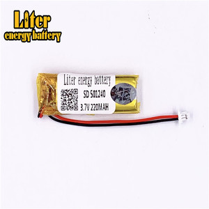 Plug 1.0-2 P 3.7 V 501240 220 mah small Rechargeable lipo battery with CE, UL, for bluetooth headset - Product Image 2