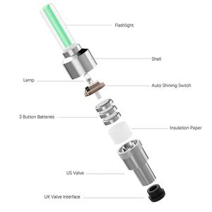 Capuchon de <span class=keywords><strong>Valve</strong></span> de pneu, lampe LED Flash, capuchon de <span class=keywords><strong>Valve</strong></span> de pneu, bicyclette de <span class=keywords><strong>voiture</strong></span>, couvercle d'air, lumière de jante, capuchon de tige de <span class=keywords><strong>Valve</strong></span> de roue - Product Image 2
