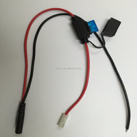 Kabel Harness RoHS SAE 1015 2Pin Merah&Hitam 16AWG 600V 105C Perakitan Kabel Daya Sekring 5A Panjang 550mm Aplikasi Elektronik