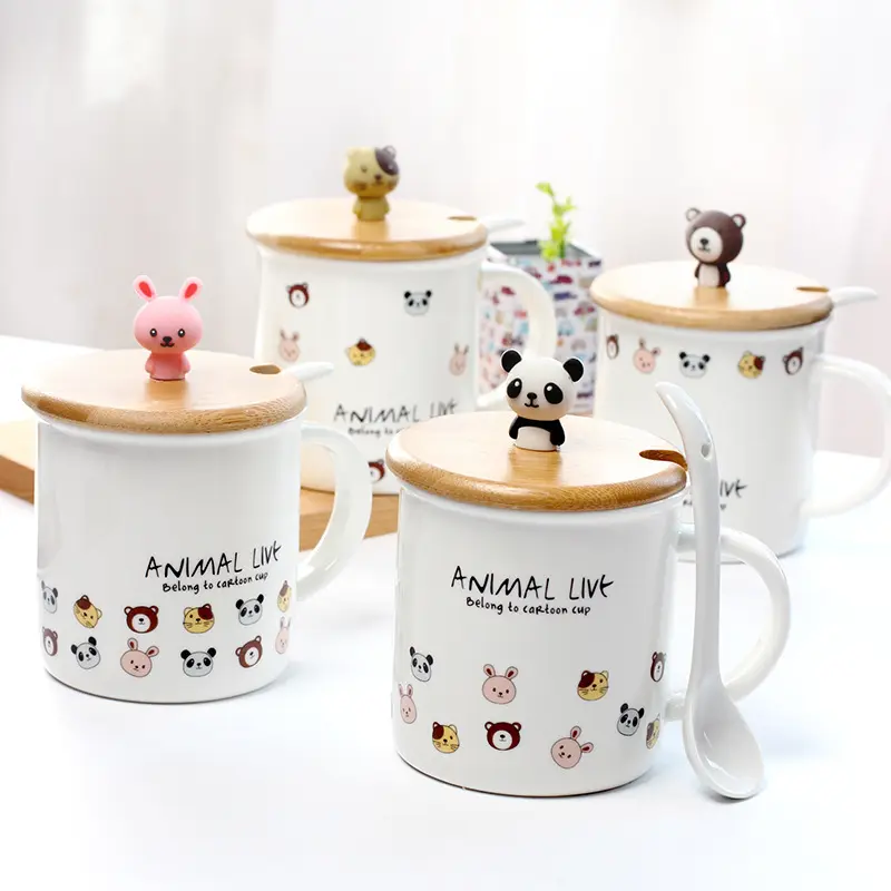 Zogift sevimli kore tasarım su bardağı seramik kupalar çocuklar karikatür kupa