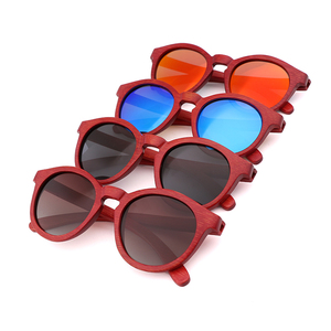 Gafas de Sol Redondas Hechas a Mano 2025, Ecológicas, Retro, con Logotipo Personalizado, Polarizadas, de Bambú, Rojas, <span class=keywords><strong>Babu</strong></span> - Product Image 1