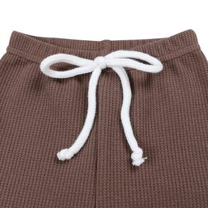 Ropa Infantil al por Mayor, Conjunto <span class=keywords><strong>de</strong></span> Manga Larga con Diseño Simple, Top y Pantalones Largos con Vendaje, Algodón Waffle, Traje para Bebé - Product Image 6