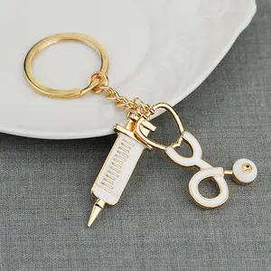 Syringe Stethoscope Keychain Medical Supplies Key Chain For Doctors Nurse Jewelry Graduation Gift