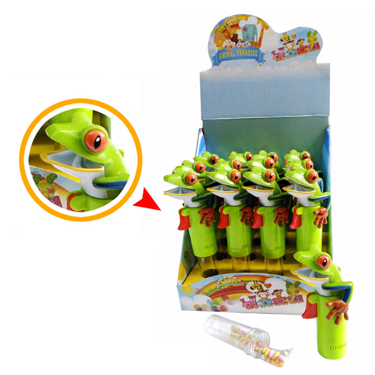 Забавная рекламная детская игрушка-лягушка для конфет с пустой трубкой