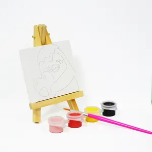 Della tela di canapa e Cavalletto Set Pre Allungato Mini Pittura di Arte Del Partito per I Bambini In Legno Naturale Finitura 5000 Set 144 Insiemi/ctn CN;ZHE Joyart WE16