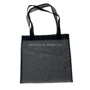 Cabas en organza avec logo imprimé personnalisé sac fourre-tout pour dames sac à provisions transparent en maille portable en coton pour les voyages en plein air - Product Image 1