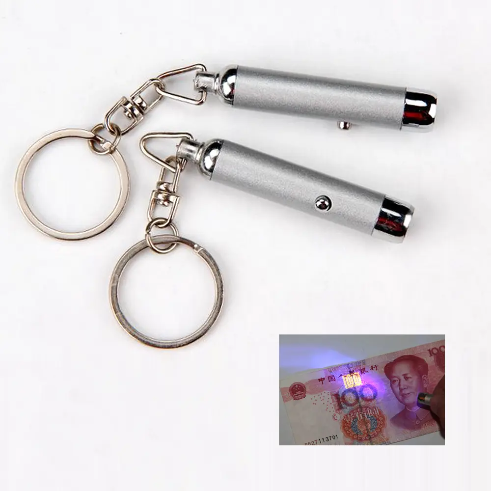 Werbe 395nm Schlüssel ring Mini UV LED Taschenlampe Taschenlampe Schlüssel anhänger Ultraviolettes Licht