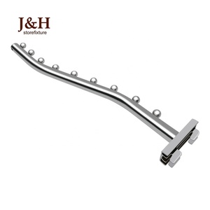 Clothing Store Round Tube Waterfall Metal <strong>Chrome</strong> Slotted Channel Display <strong>Hook</strong> with Beads Balls - Product Image 3