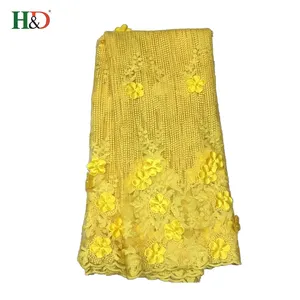 H & D Miglior Prezzo Chiodo Tallone Ricamo Bella Variopinta Swiss Oro Giallo Tessuto Africano Del Merletto