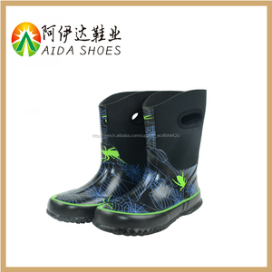 Noir impression <span class=keywords><strong>de</strong></span> <span class=keywords><strong>dessin</strong></span> animé étanche pour enfants caoutchouc bottes <span class=keywords><strong>de</strong></span> <span class=keywords><strong>pluie</strong></span> - Product Image 1