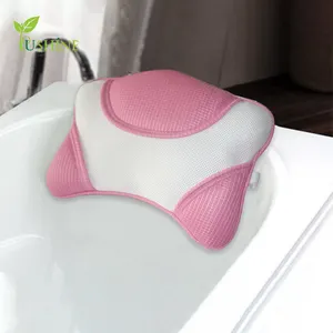 Wholesale Luxury ECO Friendly Home Non Slip Waterproof Mesh Tub Spa Bath Pillow With Suction Cups