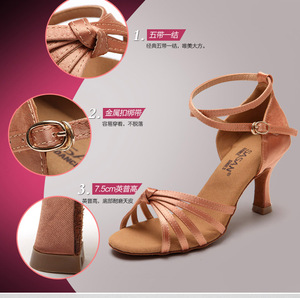 <span class=keywords><strong>Zapatos</strong></span> <span class=keywords><strong>de</strong></span> <span class=keywords><strong>baile</strong></span> latino <span class=keywords><strong>de</strong></span> tacón alto para mujer, <span class=keywords><strong>zapatos</strong></span> <span class=keywords><strong>de</strong></span> <span class=keywords><strong>baile</strong></span> <span class=keywords><strong>de</strong></span> <span class=keywords><strong>Salsa</strong></span> América con cinco correas, cuero <span class=keywords><strong>de</strong></span> vaca y forro <span class=keywords><strong>de</strong></span> algodón - Product Image 3