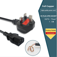 Enchufe de Corriente del Reino Unido de 3 Pines, Negro/Blanco, 13A, Adaptador de Enchufe Plano de 3 Pines para Electrodomésticos