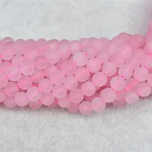 Bán Buôn Một Lớp Hot-bán Quyến Rũ Tự Nhiên Đá Quý Matte Rose Quartz Loose Stone Beads Đối Với Trang Sức Làm