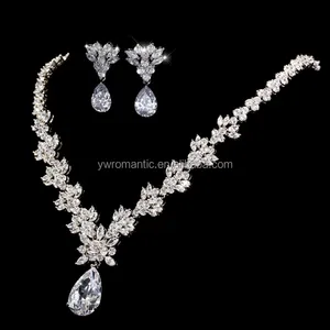 批发新设计高品质zc锆石水晶欧洲设计珠宝项链套装