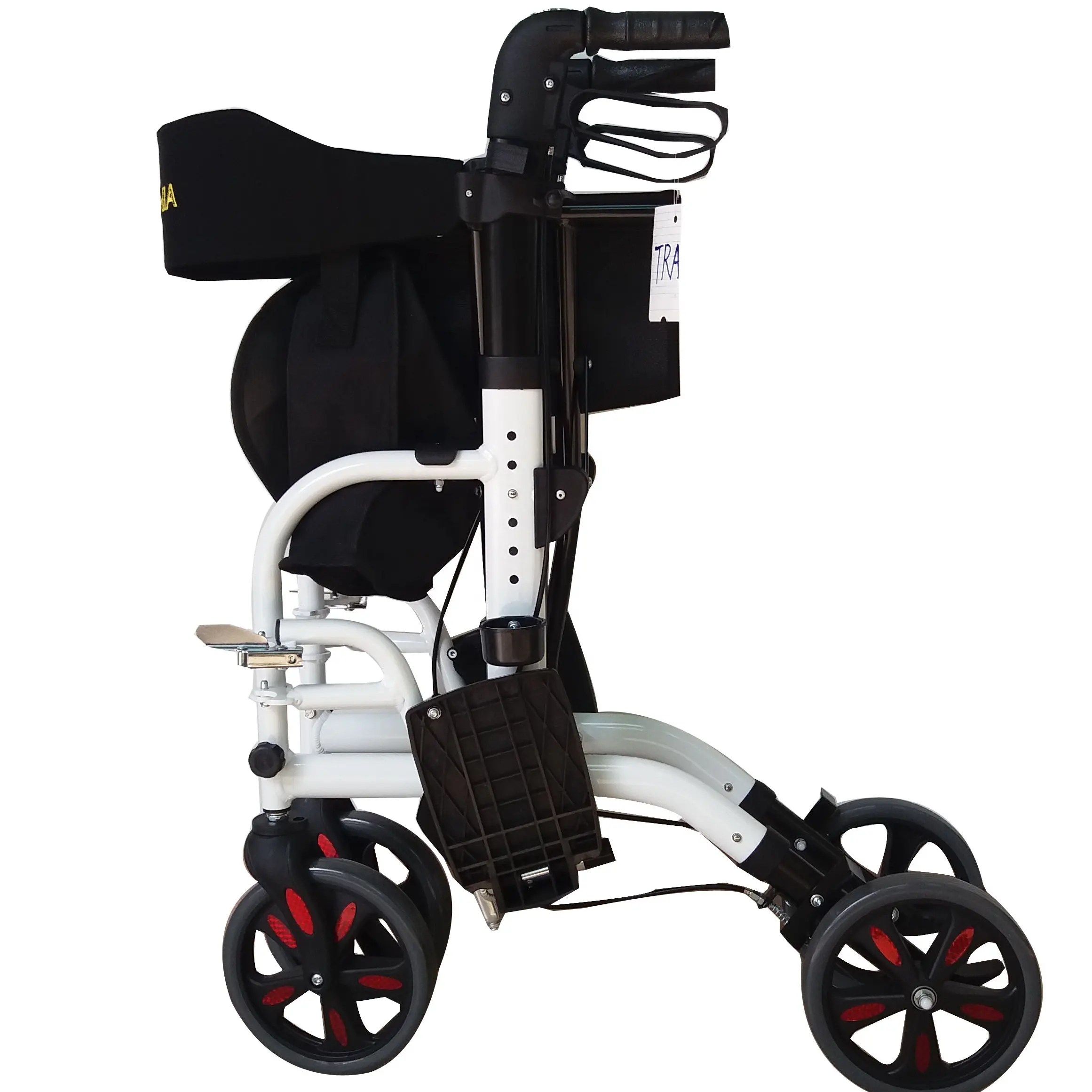 Rollator de móvel para cadeira do transporte de alumínio, 4 rodas, passeio médico com alça ajustável
