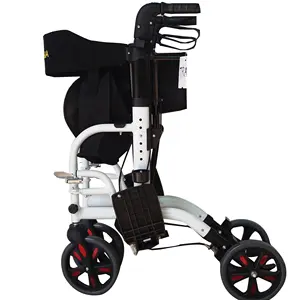 อลูมิเนียมขนส่งเก้าอี้ Mobility Rollator 4ล้อแพทย์กลิ้งวอล์คเกอร์ที่มีมือจับปรับ