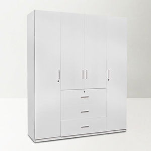 <strong>UK</strong> <strong>Cheap</strong> Price Wooden Closet White 4 Doors <strong>Wardrobe</strong> With Drawer - Product Image 1