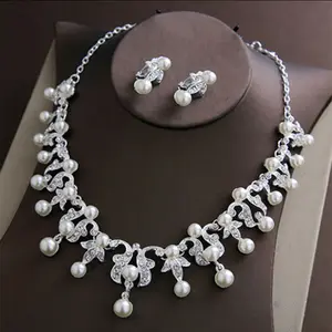 Ожерелье с искусственным жемчугом, комплект модных ювелирных украшений для невесты, свадебные украшения оптом