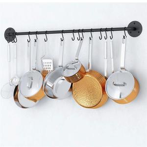 <span class=keywords><strong>Rail</strong></span> mural élégant en métal sur mesure pour <span class=keywords><strong>cuisine</strong></span> avec crochets, support pour ustensiles, casseroles, poêles et organisateur de tasses à café - Product Image 2