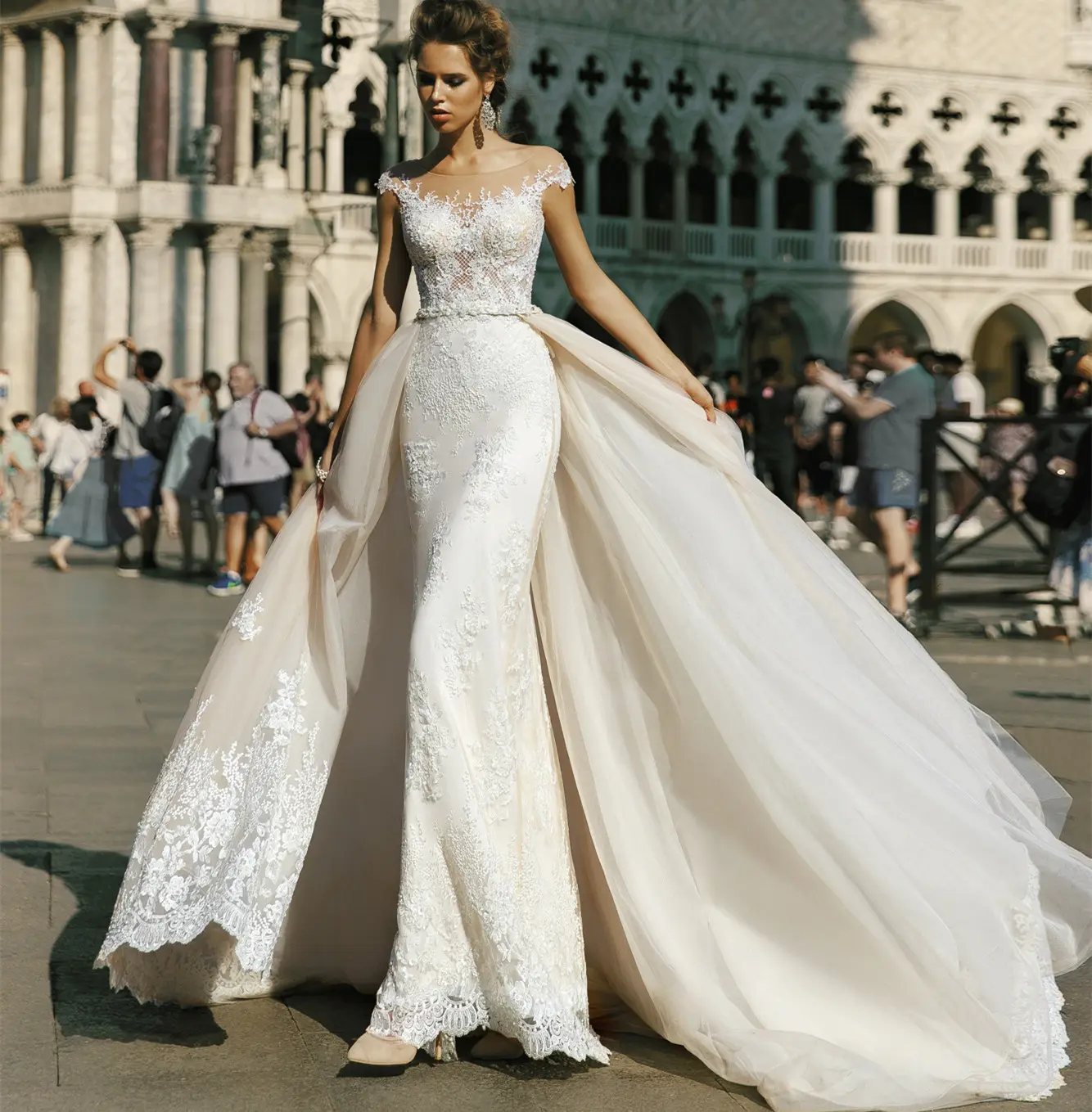 2023 Bridal Gowns Wedding dresses Detachable Train Mermaid African Wedding Dresses Vestido De Novio Wedding Dress