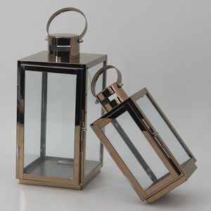 Stile europeo oro rosa portacandele in acciaio inossidabile lampada a sospensione vento in metallo lanterna - Product Image 4