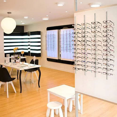 Sunglasses optical shop interior design, eyewear display rack kiosk