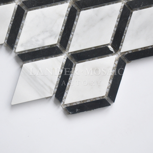In <span class=keywords><strong>bianco</strong></span> <span class=keywords><strong>e</strong></span> <span class=keywords><strong>nero</strong></span> rombo pietra mattonelle di mosaico per la decorazione domestica - Product Image 2