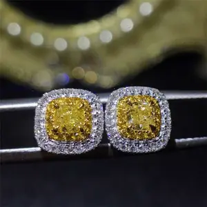 Sgarit 보석 제조 업체 사용자 정의 보석 다이아몬드 귀걸이 보석 18K 골드 0.7Ct 정품 천연 노란색 다이아몬드 스터드 귀걸이