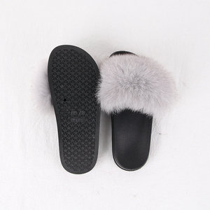 Nuevo diseño real de piel de zorro deslizador genuino colorido mujeres al aire libre suave mullida piel de zorro zapatillas - Product Image 3