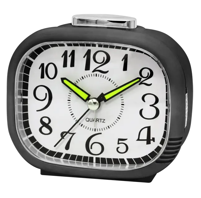 Old people market silence big bell sound square plastic quartz alarm clock belong to houseware product series