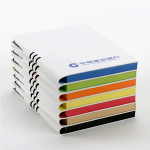 Bán Hot A5 Trắng Pu Da Máy Tính Xách Tay Biểu Tượng Tùy Chỉnh Softcover Văn Phòng Kế Hoạch Với Bút Vòng Trường Văn Phòng Phẩm Cạnh Đầy Màu Sắc Nhật Ký - Product Image 1