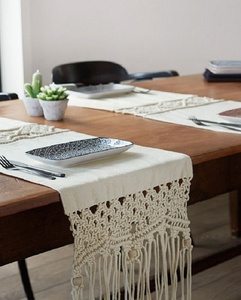 Camino de mesa de macramé hecho a mano tejido en algodón natural nuevo diseño patrón geométrico hermosa decoración de mesa de comedor - Product Image 6
