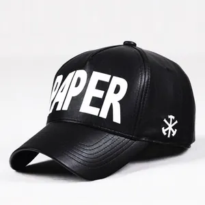 Nhãn Hiệu Riêng 3D Logo Gorras Chất Lượng Cao Tùy Chỉnh 5 Bảng Điều Chỉnh PU Faux Da Mũ Bóng Chày Hat Với In Logo - Product Image 1