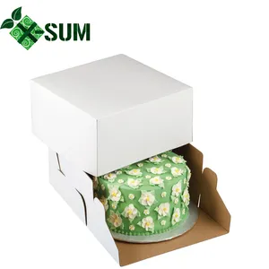 Unique open way handmade white packaging cake carton