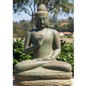Buda de piedra tallada a mano de decoración al aire libre escultura de Buda sentado tailandesa femenina
