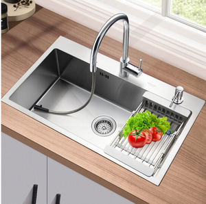 Hot-bán tùy chỉnh thép không gỉ duy nhất lưu vực bồn rửa hình vuông với drainer tay-chải cho nhà bếp RV trang trại sử dụng - Product Image 1