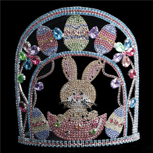Couronnes de spectacle pâques personnalisées, 20 pièces, diadème en strass, œuf de lapin