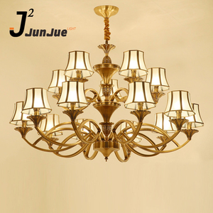 Đèn Chùm Thủy Tinh Hiện Đại Đèn Chùm Cổ Điển Bằng Đồng Thau Retro Đèn Chùm Kim Loại Bóng Loáng Đèn Thủy Tinh Có Hoa Văn - Product Image 3